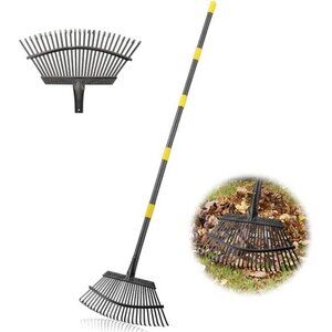 Garden Rake - Large Leaves Rakes for Gardening - 25 Metal Tines 18" Wide